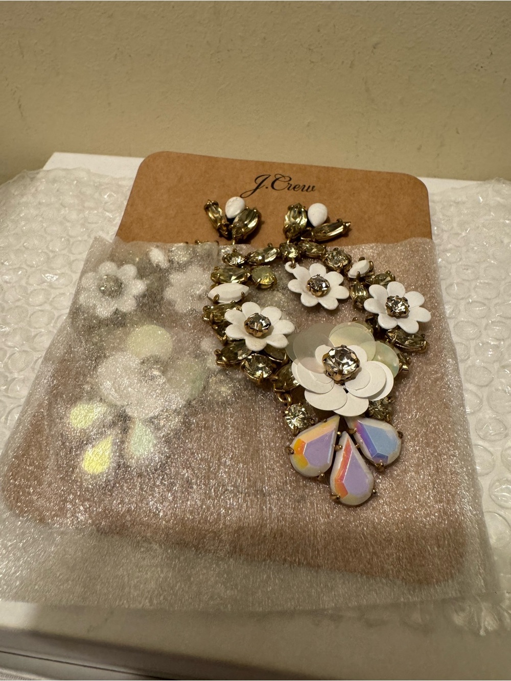 NWT Rare Vintage J.Crew White Garden Wreath Statement Earrings K3680 - Picture 12 of 15